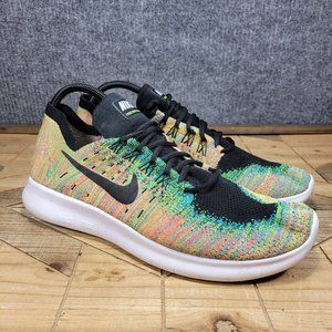 Nike Free RN Flyknit 2017 Mens SZ 10.5 Running Shoe 880843-005 Black Blue Lagoon